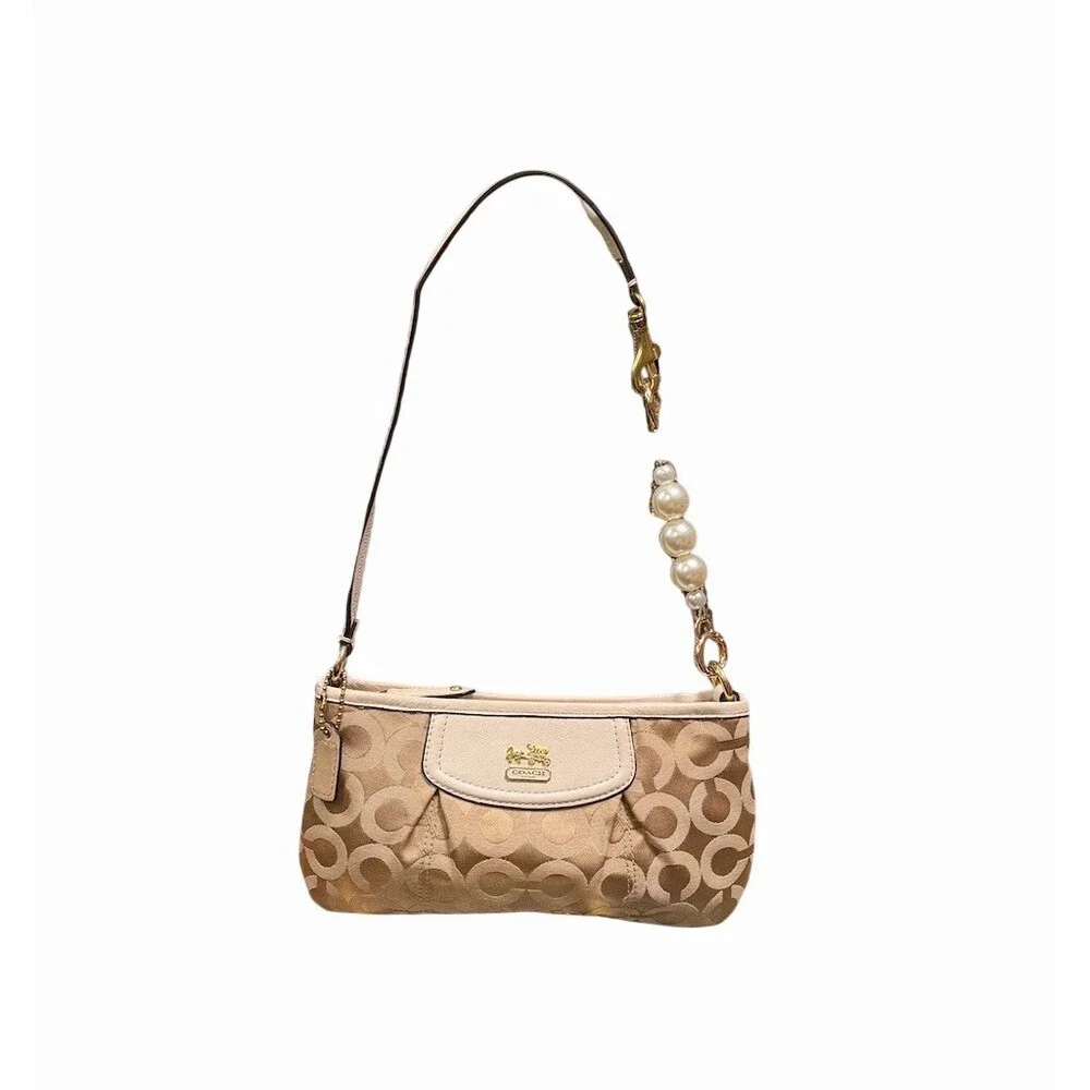 Coach Madison Shoulder Bag Beige And Tan With Ivory Trim